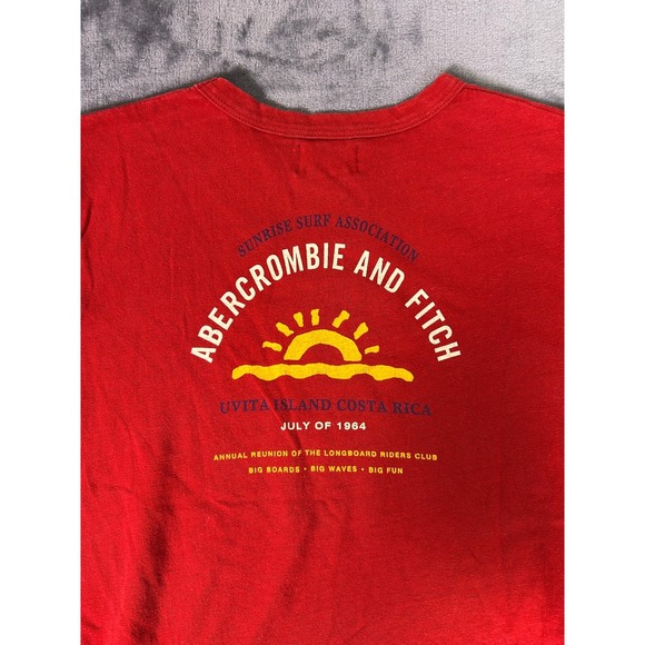 Vintage Abercrombie Fitch Red West Coast Classic Surf Tee Men's S‎ Single Stitch - Picture 7 of 8